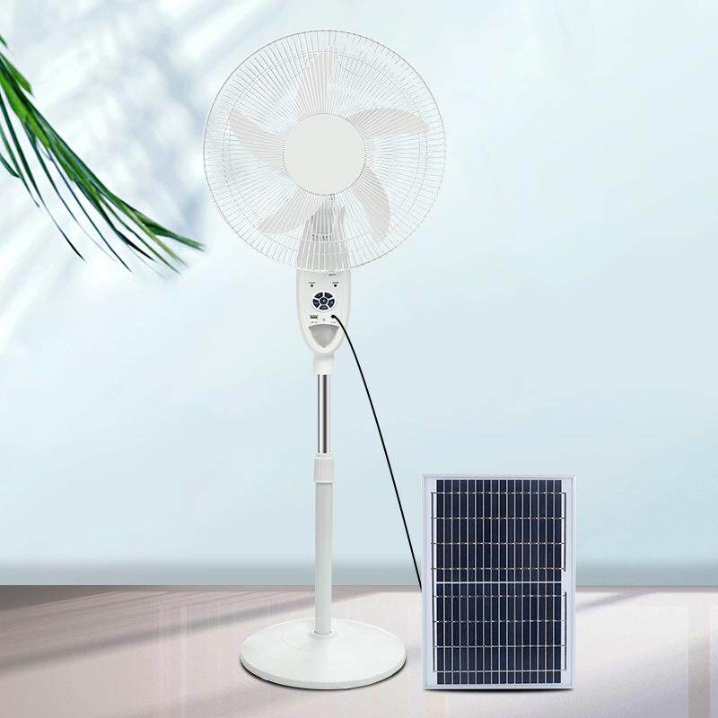 太阳能风扇户外太阳能充电落地扇18寸家用风扇LED灯可用遥控