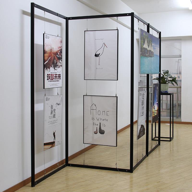 可折叠八棱柱展架 客制化铝合金落地挂画展示架