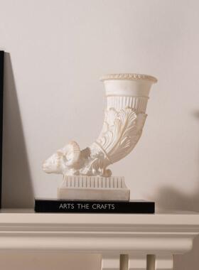 代法式中古仿玉石羊角花器花现摆件A3111样房瓶别板墅艺术乔迁礼