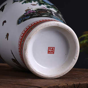 地大摆件安居乐业花鸟大号花瓶摆设落客厅釉上彩装饰品陶瓷瓶鱼尾