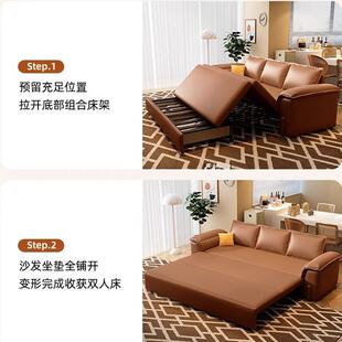 现代客简GNP约功能缩伸沙发床带储物小户型厅防污猫抓布沙多发两