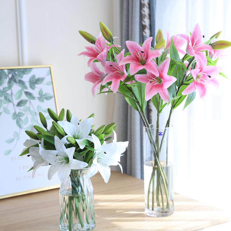 头手感彷真百合花花束套装客厅家居桌面装饰花假花卧室摆件