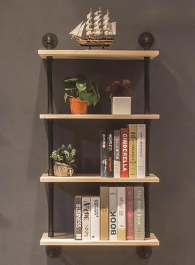 工木业风一字实隔挂墙置架墙壁书架花架原tb-73533木色壁挂卧室物