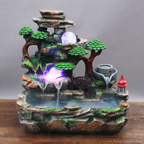 流水城摆件地摊酒吧加湿器商品假山义乌桌面货源品装饰