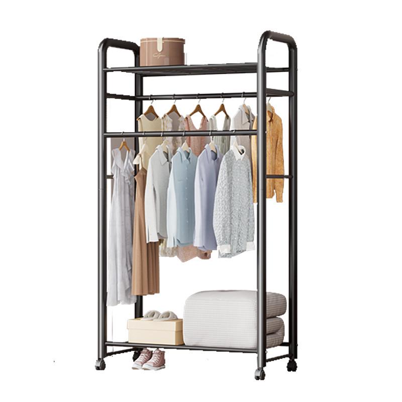 挂衣架落地立式晾衣架子卧室家用可移动双杆简易置物衣帽架收纳架
