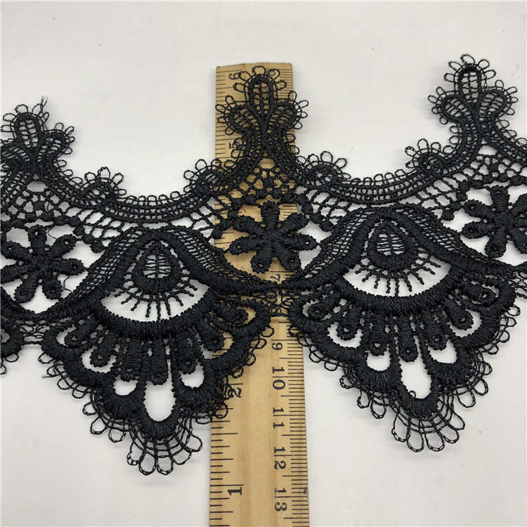 黑色宽刺绣花边 家居涤纶条码辅料 裙罢拼布蕾丝  沙发罩花边配料
