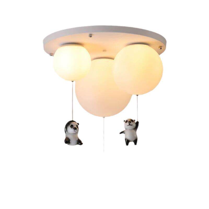 现代简约创意熊猫气球吊灯儿童房卡通吸顶灯走廊过道玄关装饰灯具