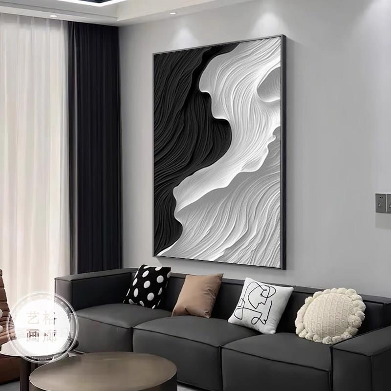 简约现代客厅装饰画沙发背景墙落地画黑白灰抽象入户门玄关挂壁画