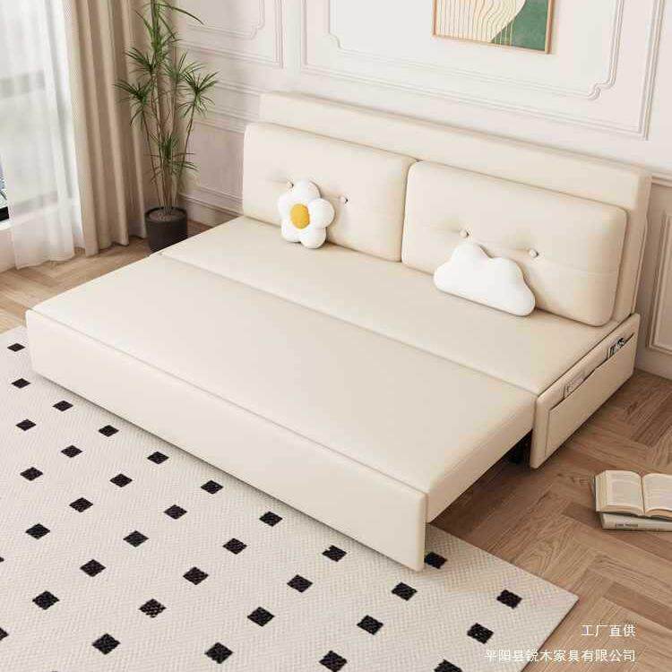 绒布沙发床折叠沙发床两用客厅多功能一米五小户型拉床伸缩梳化床