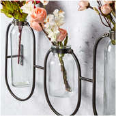 北欧铁艺花瓶ins风简约现代壁挂花架 咖啡厅书店插花玻璃瓶批发