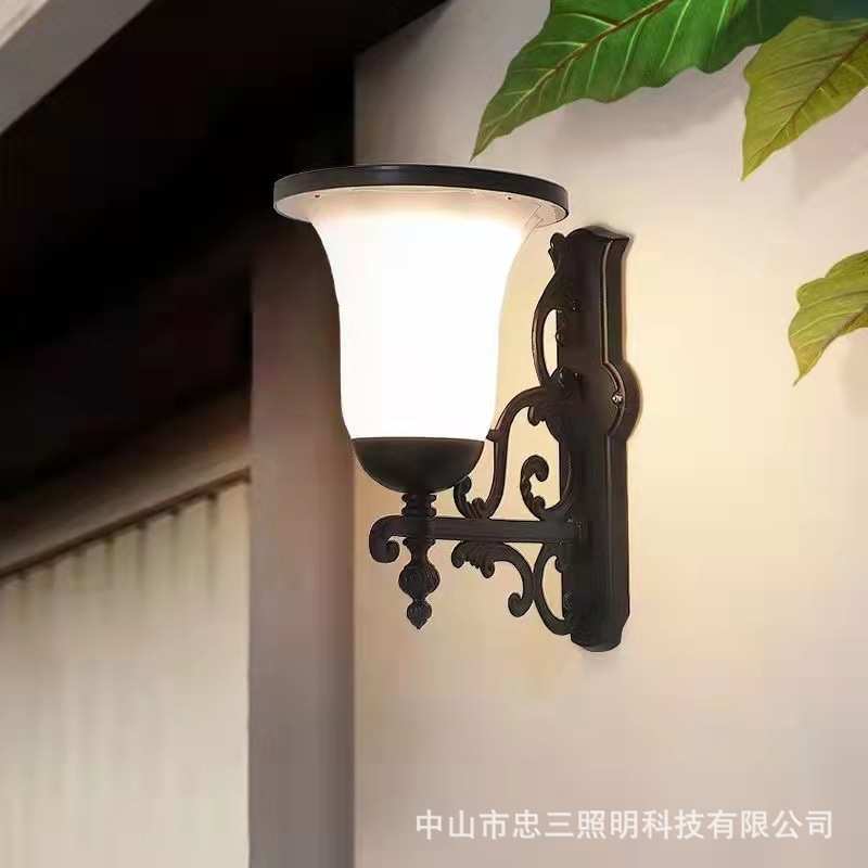 过道庭院防水灯简约欧式灯户外太阳能室外墙灯门柱台灯阳壁灯灯
