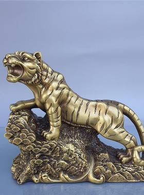 黄铜虎摆件虎年家居客厅摆件虎啸山河生肖虎办公室乔迁送礼