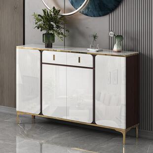 轻现代简约碗柜 板岩餐奢边T柜窄型酒柜FS756737一体靠墙实木意式