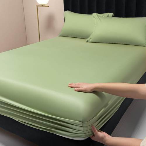 新款A类100支双股长绒棉单品床笠纯色轻奢床垫保护罩实体