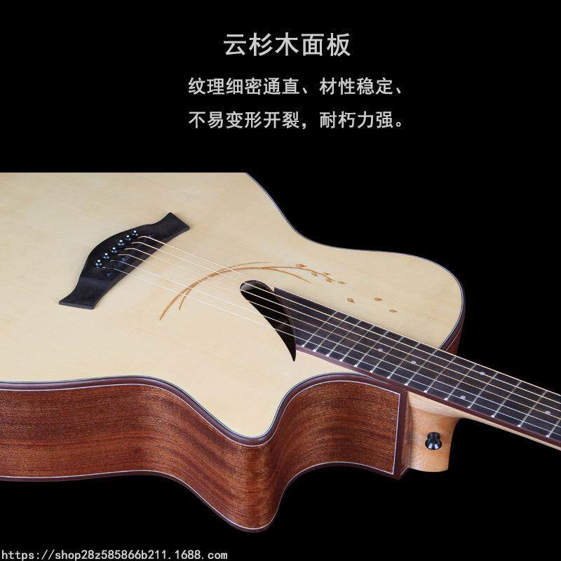 工厂40寸纯手工琴英格曼云杉沙比利民谣吉他guitar可来样制作