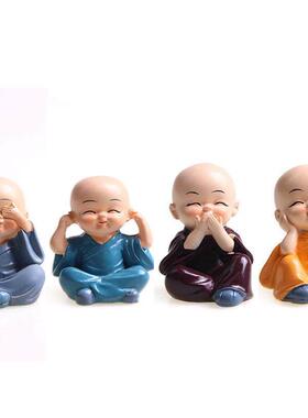 四不小和尚不言不听不看不动不说不闻汽车桌面饰品可爱小沙弥摆件