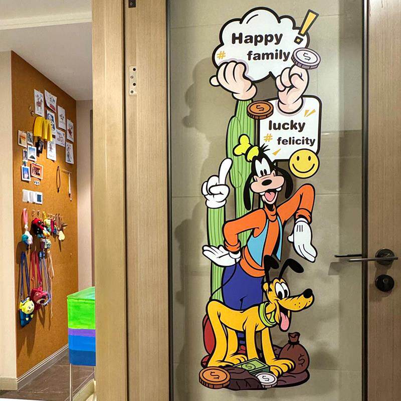 玻璃静电贴厨房拉门卡通贴画 画免胶不留痕化妆室窗花防撞装饰贴