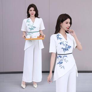 套装 足浴工作服足疗休闲会所技师服采耳按摩气质工装 新款 2024夏季