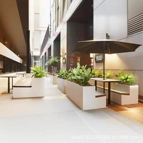 户外花箱座椅步行街休闲长桌椅围栏隔断组合售楼部奶茶店外摆花槽