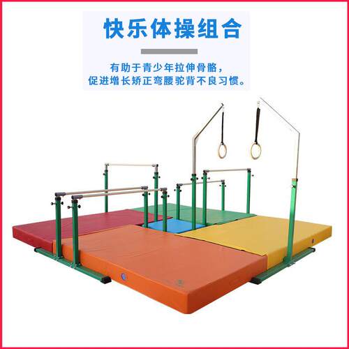 儿童单杠双杠吊环高低杠幼儿感统体能训练加厚体操垫组合全套器材