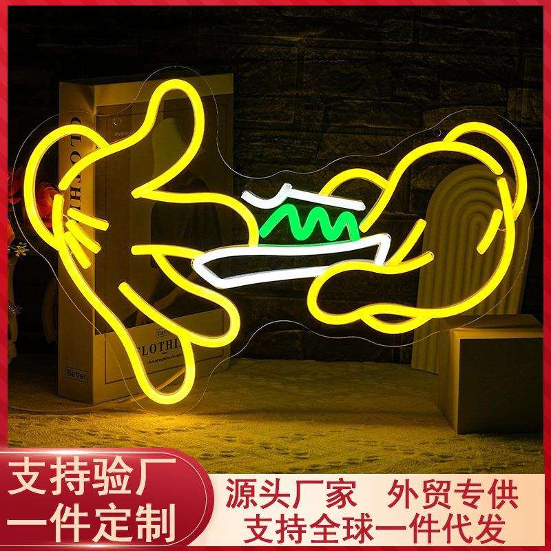 led霓虹灯背板小手套氛围灯 透明亚克力霓虹灯 摆件氛围