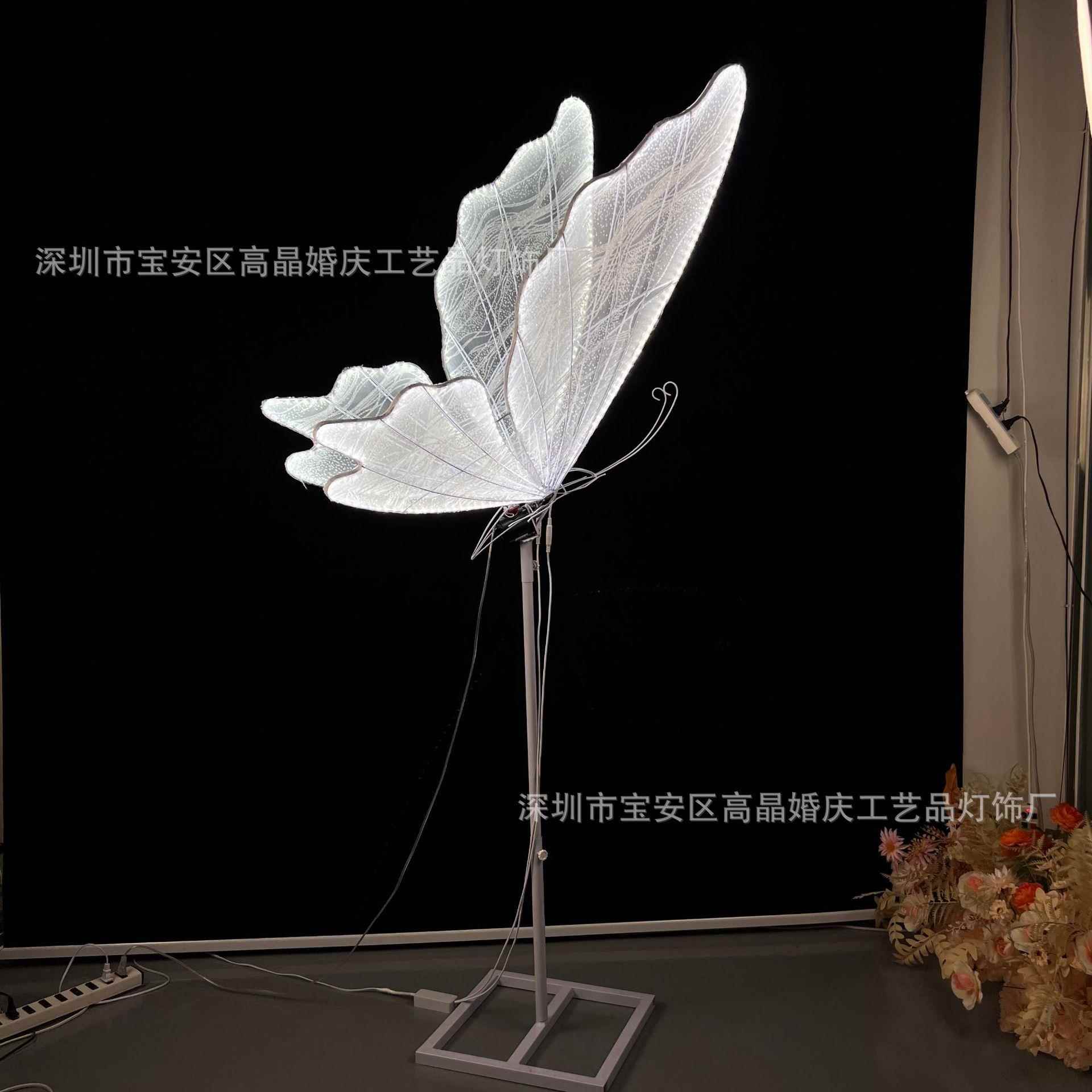 婚庆具置发光蝴蝶翅膀舞台装饰顶吊挂件婚布艺发光礼布路引道场景