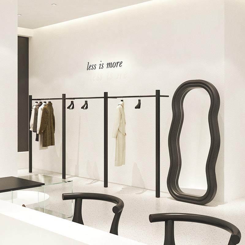 服装店展示架铁艺创意上墙黑色挂衣架男女装店壁挂式陈列展示货架