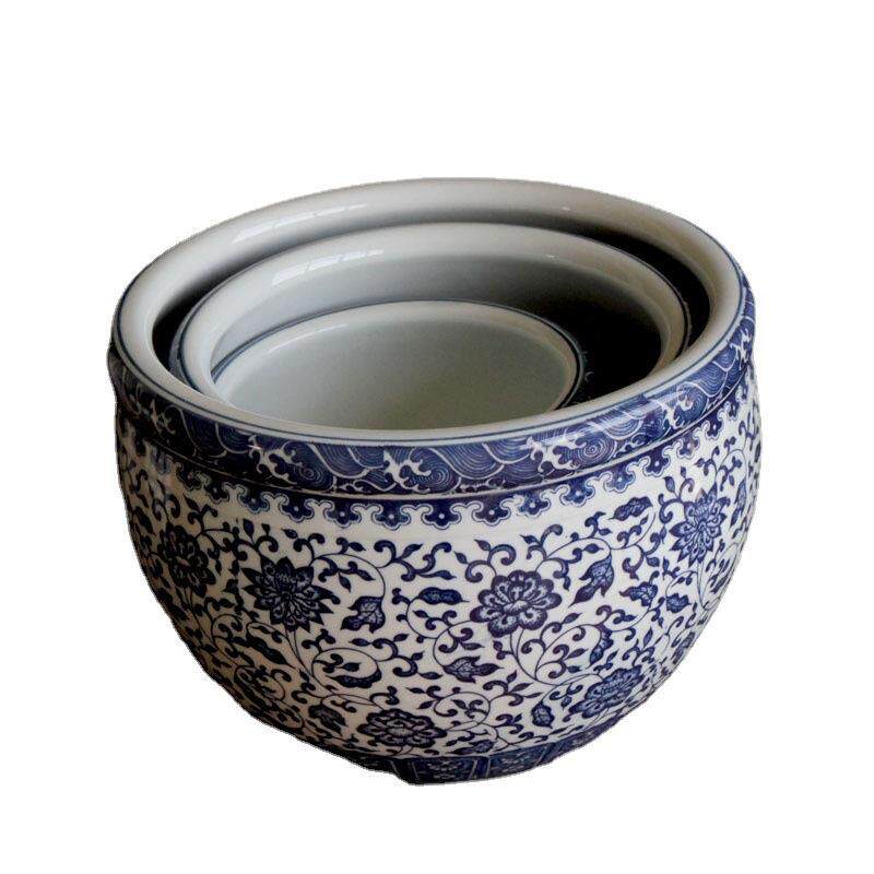 景德镇陶瓷器青花陶瓷笔洗 大口径可作笔洗古典多功能摆件