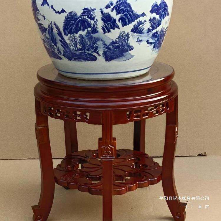跳舞凳实木花架凳圆家用木头花架中式客厅盆景鱼缸酒坛水缸木底座