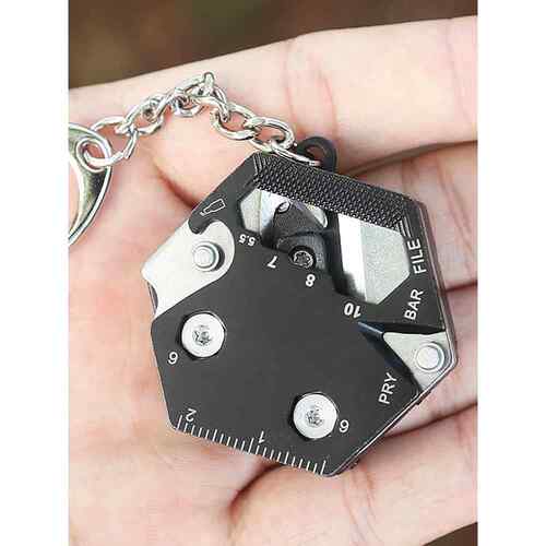 多功能六角硬币刀折叠刀方便户外工具Edc迷你螺丝刀不锈钢钥匙扣