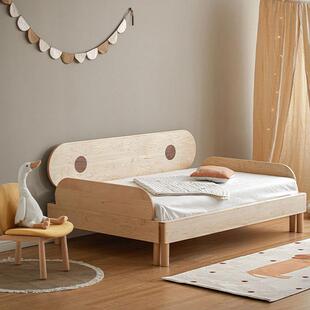床全实木硬枫木儿童樱桃木床边床加宽带SMC 465孩护栏伸缩抽拉男
