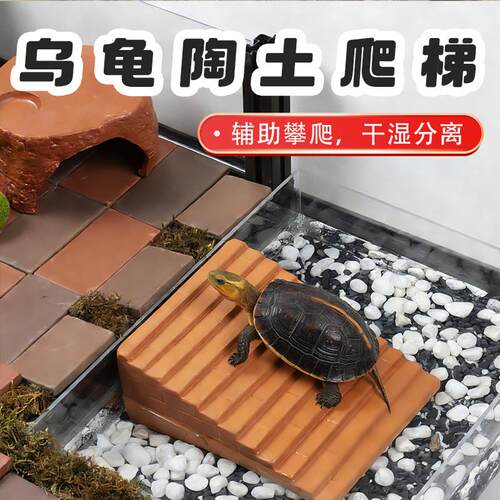 乌龟产蛋池陶土爬梯周转箱陶瓷爬坡乌龟晒台斜坡乌龟缸高水位爬梯