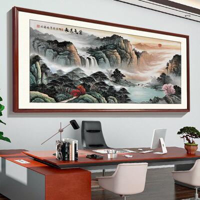 子旗东莱靠背壁画大气客厅东墙山水挂画新中国风沙发背景装饰书画