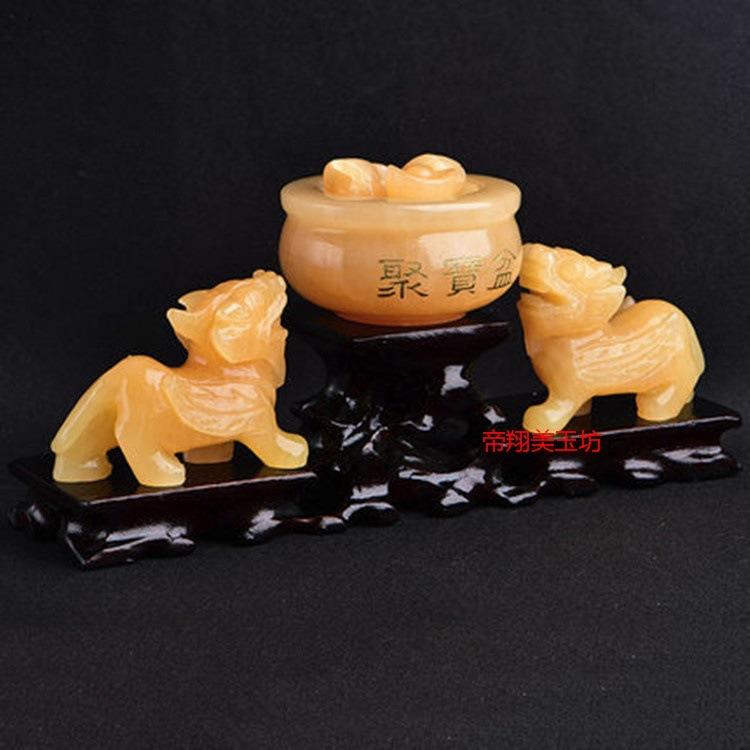 米黄玉貔貅摆件家居客厅装饰摆件