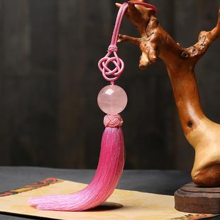 高档粉水晶汽车挂水件吊晶饰品饰挂饰205年本命年2 粉晶 花开富贵