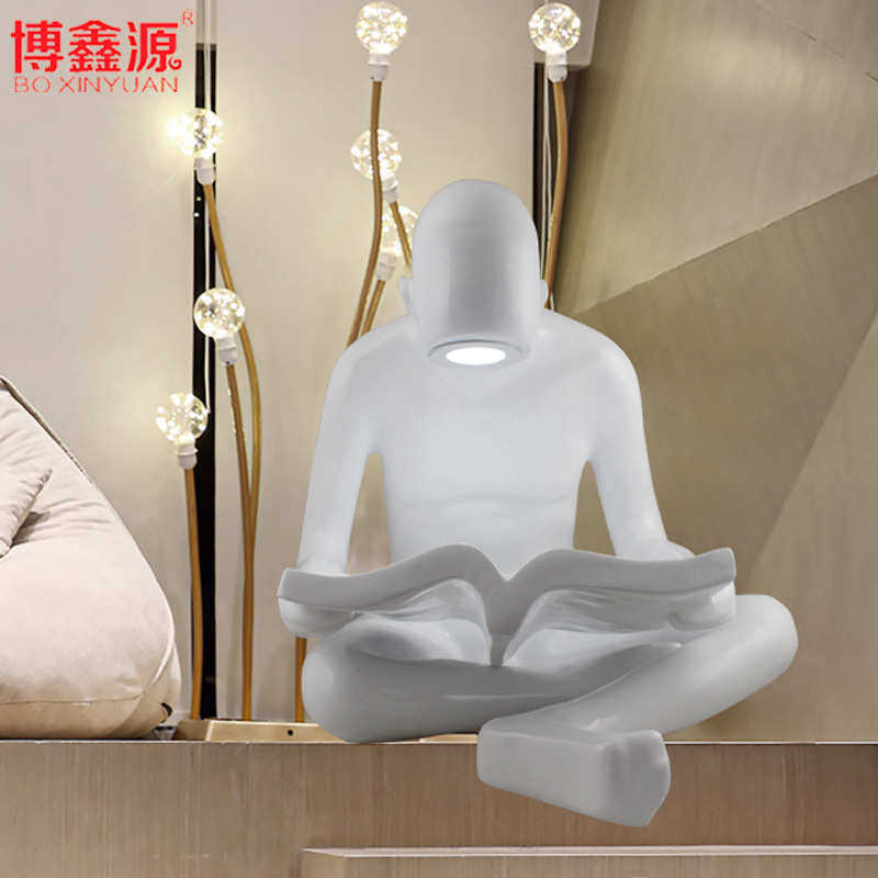 树脂看书雕塑人物摆件批发 酒店读书馆现代装饰品创意书童工艺品
