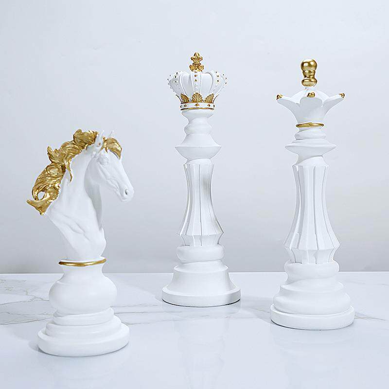 国际象棋摆件创意家居橱窗展示柜装饰品黑色白色棋子摆设雕塑模型