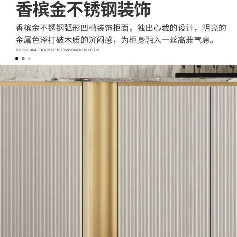 意式极简风玄关柜实木隔断装饰柜大理石餐厅茶水柜客厅靠墙储物柜