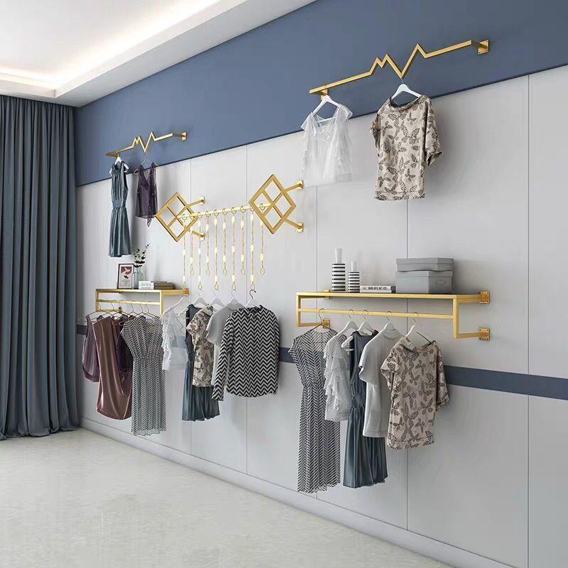 服装店墙壁展示架上墙正挂侧挂男女童装壁挂墙上挂衣架组合架货架