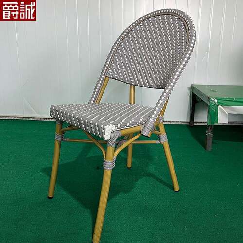 网红法式藤椅咖啡厅复古藤编大理石餐桌椅双人组合户外阳台单人椅