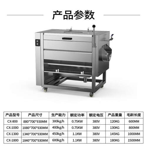 乐8leon毛刷清创洗去皮机商用饭店食堂土c豆地瓜剥皮机LC-J-C930X