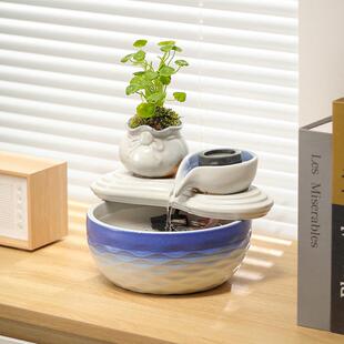 可加LOGO水流水摆件循环招财现DVB客厅倒水喷泉轻奢代桌面流家居