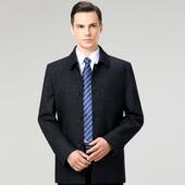 毛上料扣翻 领休闲外中老年爸爸装 206 J高端羊毛夹套克男春秋新款