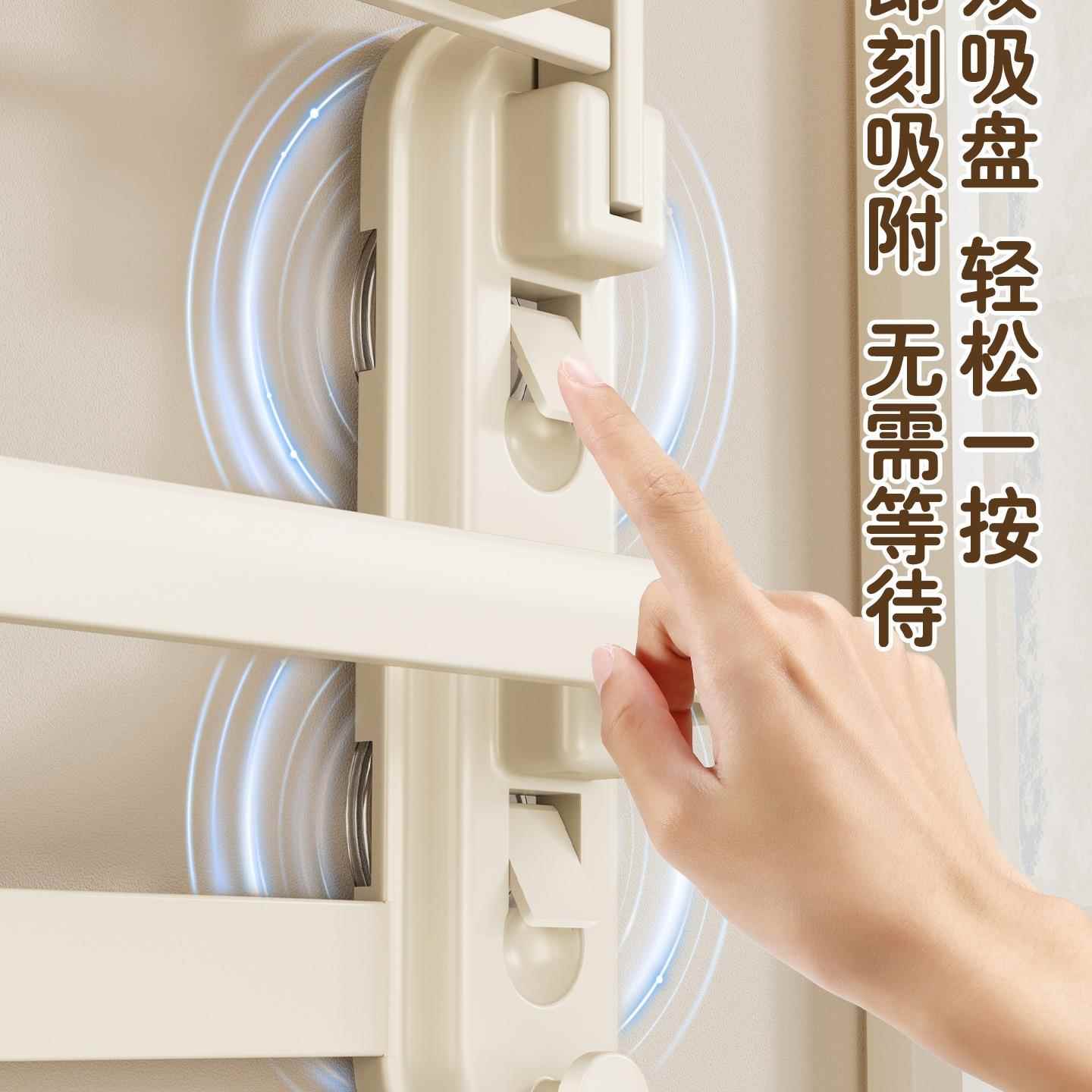 吸盘毛巾F99TTT97架生间免厕打孔浴巾置物架子所奶风油浴室网篮衣