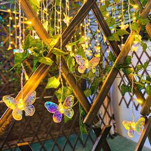 LED太能冰条蝴蝶串庭院花露阳台景观园装 灯饰灯夜市氛DNU围布置彩