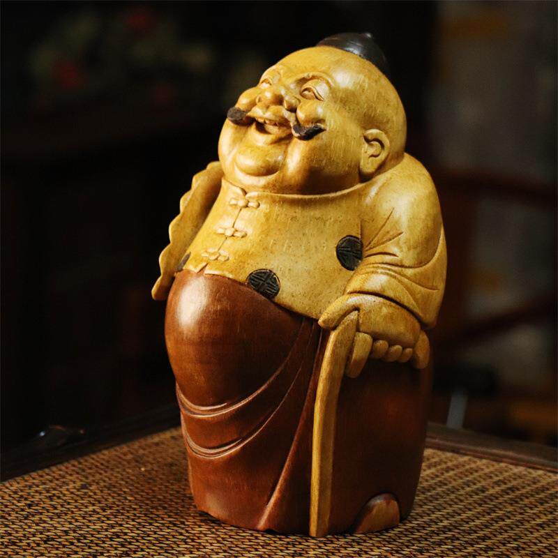 茶桌摆件手工招财大肚财主地主精品竹根雕摆件家居茶玩茶具配件