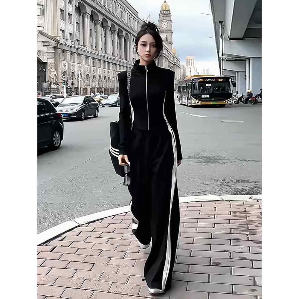 正品春装高级感时尚运动服套装女时髦卫衣阔腿裤两件套休闲运动装