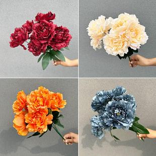 牡丹玫瑰花束彷真花艺婚礼堂装饰绢花绣球宴会厅布置路引花插花