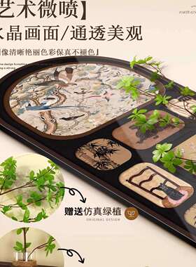 水培绿植玄关饰画客中古装风厅复古艺术DNY016入正对门过道尽头户