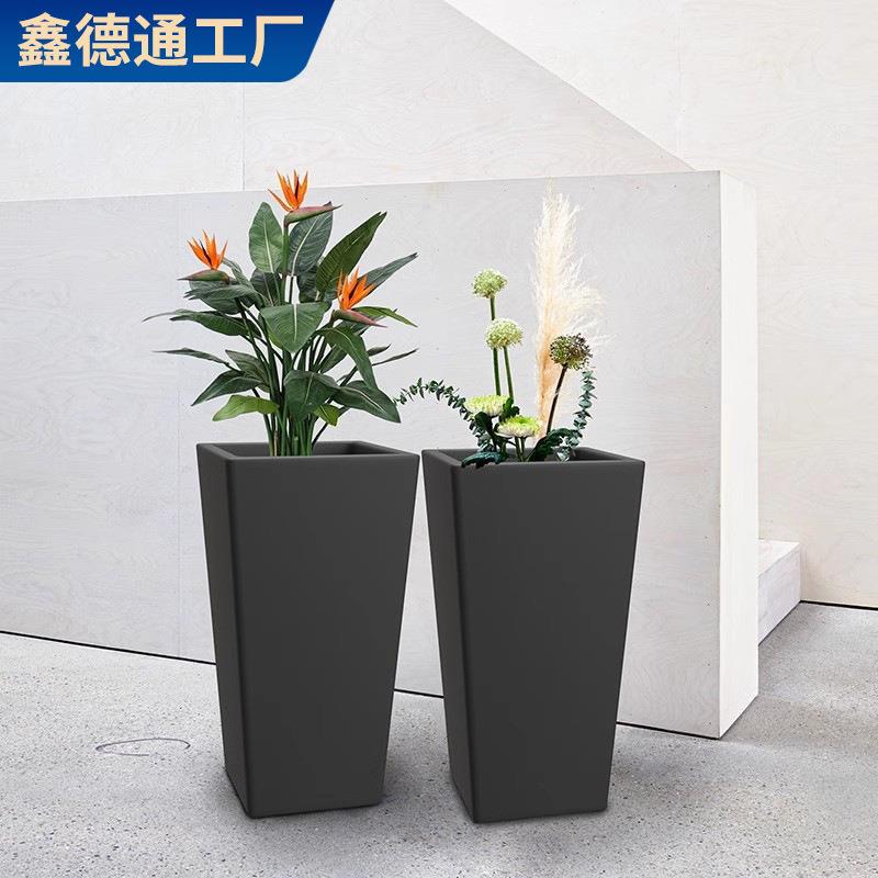 塑料方形花盆商场装饰摆件高级感办公室盆栽公园酒店花钵室外花器